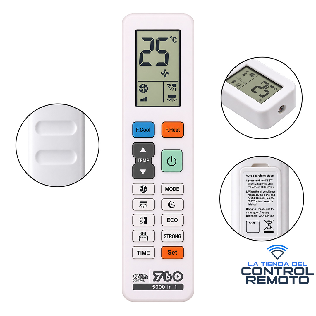Control Remoto Universal Aire Acondicionado 5000 en 1 con Auto Sincronización - Imagen 2